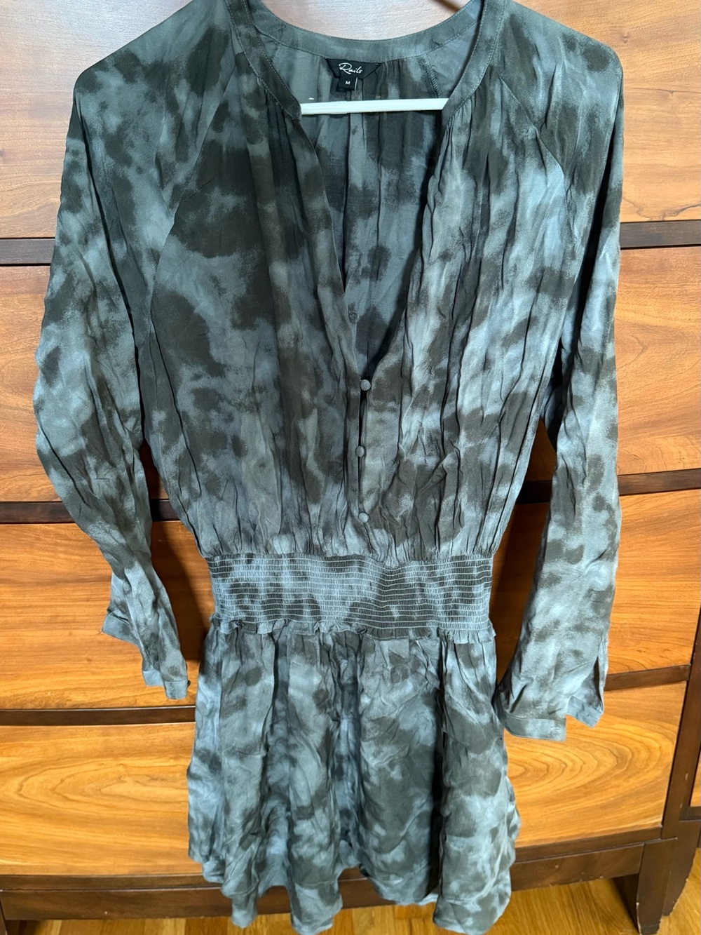 Rails Jasmine Tie-Dye V-Neck Long Sleeve Dress size M color: Slate tie dye
